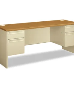 Hon 38000 Series Kneespace Credenza, 72w x 24d x 29-1/2h, Harvest/Putty