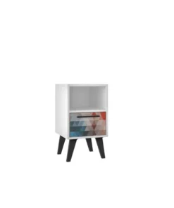 Manhattan Comfort Amsterdam Nightstand 1.0 with 1 Shelf in Red and Blue