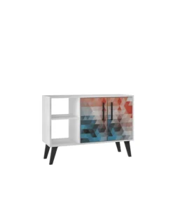 Manhattan Comfort Amsterdam 35.43" Sideboard with 4 Shelves in Red and Blue