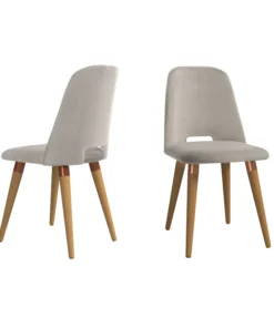 Manhattan Comfort Selina Velvet Accent Chair, Beige, Set of