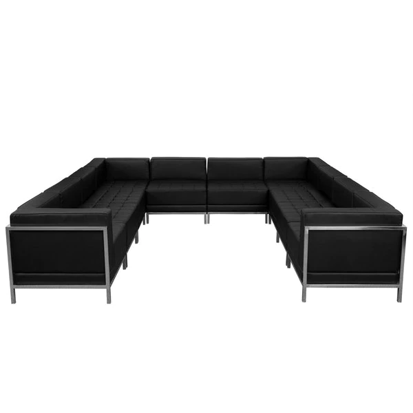 Flash Furniture 10 pcs. Sectional, 113" x 27-1/4", Upholstery Color: Black - Image 2