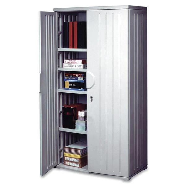Resinite Storage Cabinet, 72"H x 22"W x 36"D, Platinum - Image 2
