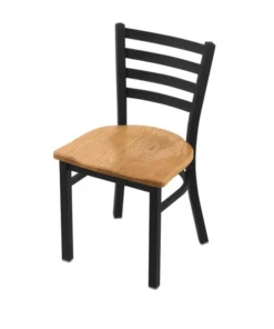Holland Bar Stool Co. 400 Jackie 18" Chair with Black Wrinkle Finish and Medium Oak Seat