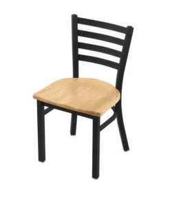 Holland Bar Stool Co. 400 Jackie 18" Chair with Black Wrinkle Finish and Natural Oak Seat