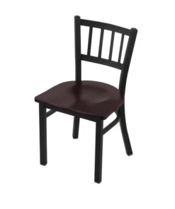Holland Bar Stool Co. 610 Contessa 18" Chair with Black Wrinkle Finish and Dark Cherry Maple Seat