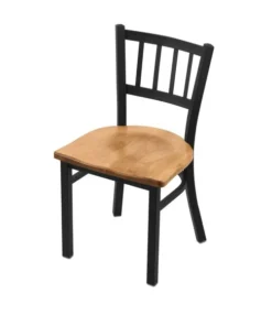 Holland Bar Stool Co. 610 Contessa 18" Chair with Black Wrinkle Finish and Medium Maple Seat