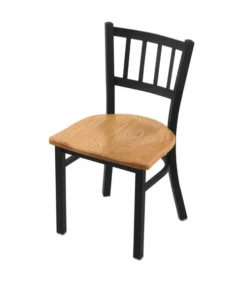 Holland Bar Stool Co. 610 Contessa 18" Chair with Black Wrinkle Finish and Medium Oak Seat