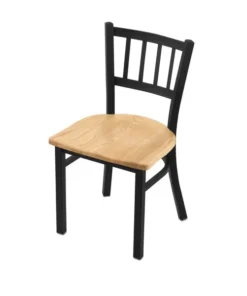 Holland Bar Stool Co. 610 Contessa 18" Chair with Black Wrinkle Finish and Natural Oak Seat