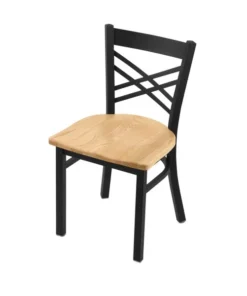 Holland Bar Stool Co. 620 Catalina 18" Chair with Black Wrinkle Finish and Natural Oak Seat