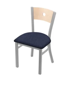 Holland Bar Stool Co. 630 Voltaire 18" Chair with Anodized Nickel Finish, Natural Back, and Graph Anchor Seat