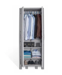 Plasticos Mq Large Wardrobe Cabinet 28.4 in. W x 72 in. H x 18.11 in. D in Gray