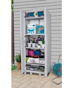 Plasticos Mq Large Wardrobe Cabinet 28.4 in. W x 72 in. H x 18.11 in. D in Gray