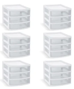 Plasticos Mq 3-Drawer Storage Cabinet 7 in. W x 6.25 in. H x 8.25 in. D in White