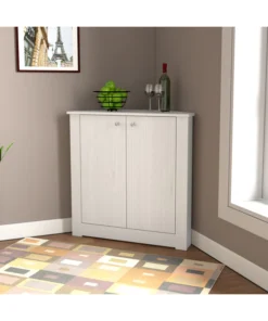 Inval Corner Wall Unit 31.5 in.W Washed Oak Wood 2-shelf