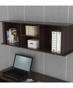 Inval Wall Mounted Hutch 47 in.W Rectangular Espresso with Open Storage