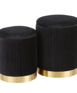 Lumisource Marla Nesting Pleated Ottoman Set