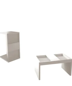 Manhattan Comfort Rectangle Marine Coffee and Side Table - Set of 2 in White, 40.94 W, 15.16 L, 26.77 H, White