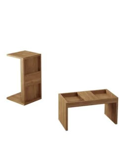 Manhattan Comfort Rectangle Marine Coffee and Side Table - Set of 2 in Nature, 40.94 W, 15.16 L, 26.77 H, Nature