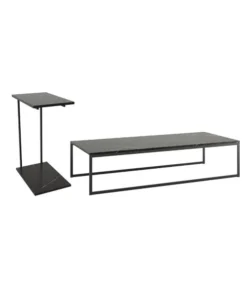 Manhattan Comfort 2-Piece Celine Coffee and Table, Black Marble