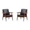 Manhattan Comfort Arch Duke Accent Chair in Black and Amber (Set of 2)