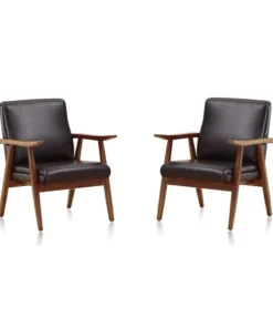 Manhattan Comfort Arch Duke Accent Chair in Black and Amber (Set of 2)