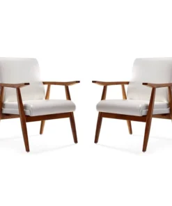 Manhattan Comfort Arch Duke Accent Chair in White and Amber (Set of 2)