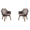 Manhattan Comfort Cronkite Accent Chair in Grey and Walnut (Set of 2)