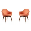 Manhattan Comfort Cronkite Accent Chair in Orange and Walnut (Set of 2)