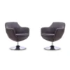 Manhattan Comfort Caisson Swivel Accent Chair in Grey and Polished Chrome (Set of 2)