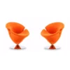 Manhattan Comfort Tulip Swivel Accent Chair in Orange and Polished Chrome (Set of 2)