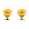 Manhattan Comfort Tulip Swivel Accent Chair in Yellow and Polished Chrome (Set of 2)