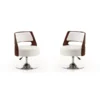 Manhattan Comfort Salon Adjustable Height Swivel Accent Chair in White and Polished Chrome (Set of 2)