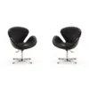 Manhattan Comfort Raspberry Faux Leather Adjustable Swivel Chair in Black and Polished Chrome (Set of 2)