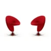 Manhattan Comfort Curl Swivel Accent Chair in Red and Polished Chrome (Set of 2)
