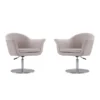 Manhattan Comfort Voyager Swivel Adjustable Accent Chair in Barley and Brushed Metal (Set of 2)