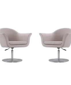 Manhattan Comfort Voyager Swivel Adjustable Accent Chair in Barley and Brushed Metal (Set of 2)