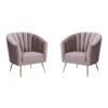 Manhattan Comfort Rosemont Accent Chair in Blush and Gold (Set of 2)