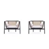 Manhattan Comfort Versailles Accent Chair in Black, Natural Cane and Cream, Set of 2
