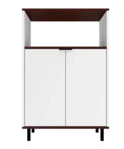 Manhattan Comfort Mosholu Accent Cabinet, White and Nut Brown