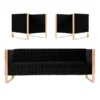 Manhattan Comfort Trillium Sofa and Armchair Set of 3 in Black and Rose Gold