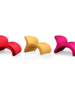 Manhattan Comfort Rosebud Multi Colored Accent Chair -Set of 3 in Red, Fuchsia Pink, and Yellow