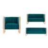 Manhattan Comfort Trillium 3 Piece - Sofa, Loveseat and Armchair Set in Teal and Rose Gold