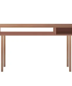 Manhattan Comfort Rectangle Windsor 47.24 Console Accent Table in Ceramic Pink and Nature, 47.24 W, 14.17 L, 30.71 H