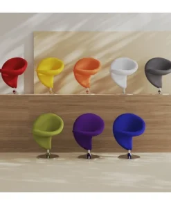 Manhattan Comfort Curl Swivel Accent Chair Set in Multi Colors: Red, Orange, Yellow, White, Grey, Blue, Red, & Purple