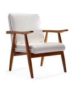 Manhattan Comfort Arch Duke Accent Chair in White and Amber