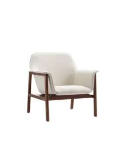 Manhattan Comfort Miller Accent Chair in Cream and Walnut