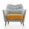 Manhattan Comfort Poet Accent Chair with Tufted Buttons in Light Blue and Yellow