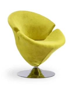 Manhattan Comfort Tulip Swivel Accent Chair in Green and Polished Chrome