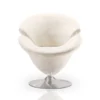 Manhattan Comfort Tulip Swivel Accent Chair in White and Polished Chrome
