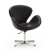 Manhattan Comfort Raspberry Faux Leather Adjustable Swivel Chair in Black and Polished Chrome